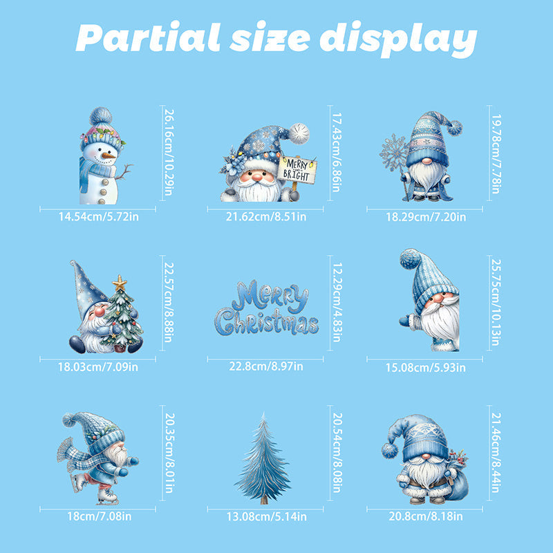 Set of 116 Winter Gnome and Snowman Window Clings with Cardinal Birds and Christmas Tree Designs PVC Static Stickers for Holiday Decor