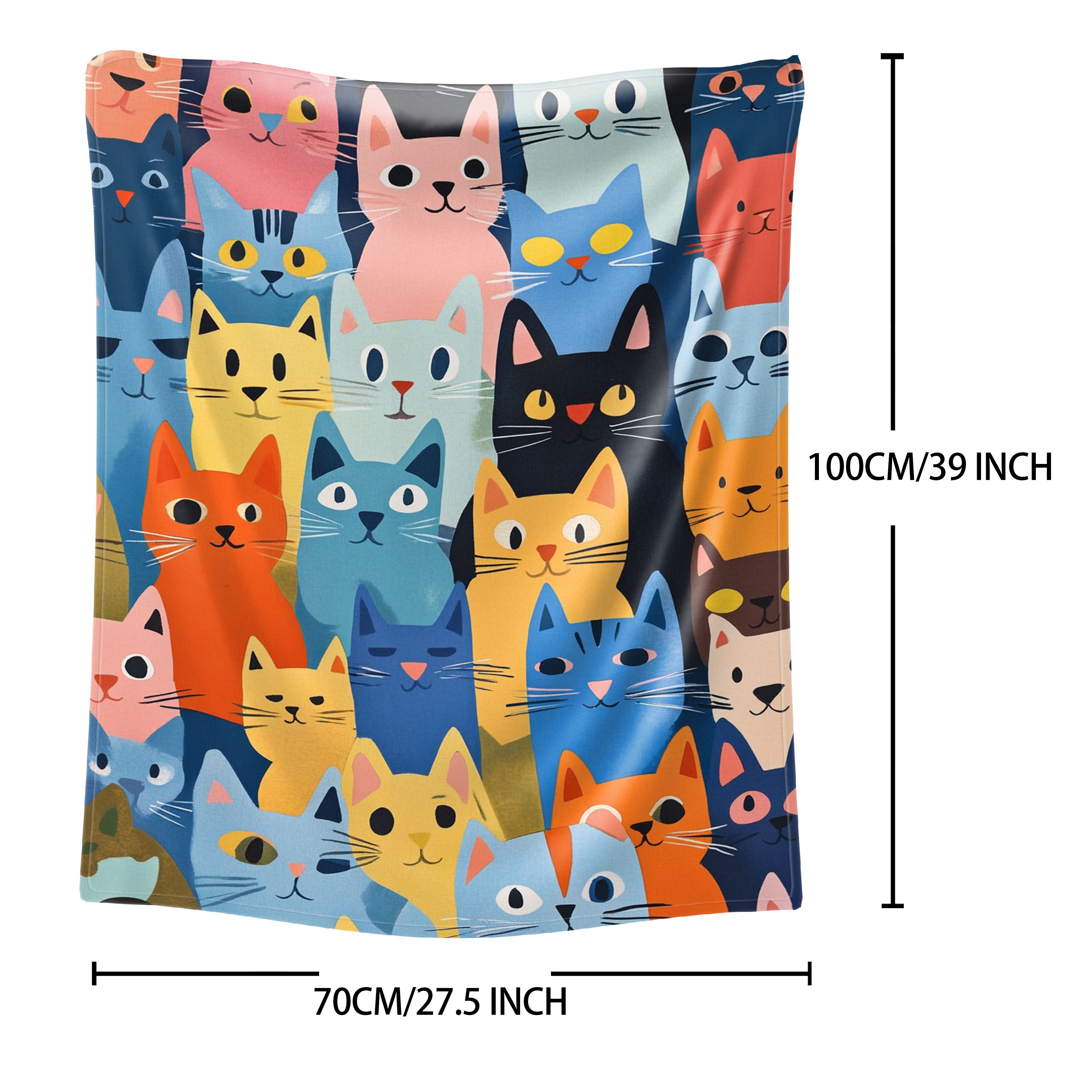 Cat Print Flannel Throw Blanket Lightweight Soft Quilted for Bed Sofa Travel