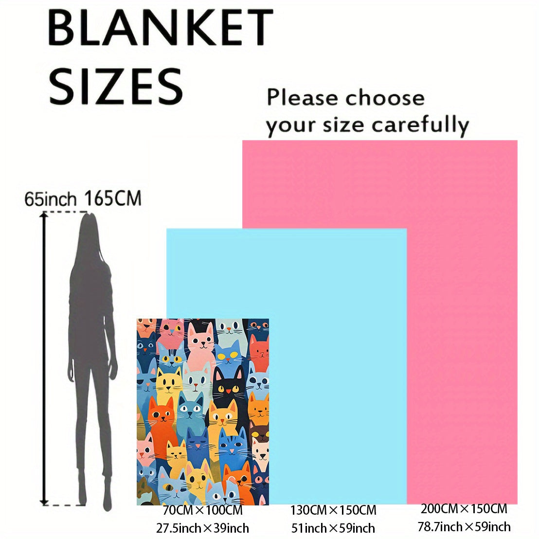 Cat Print Flannel Throw Blanket Lightweight Soft Quilted for Bed Sofa Travel