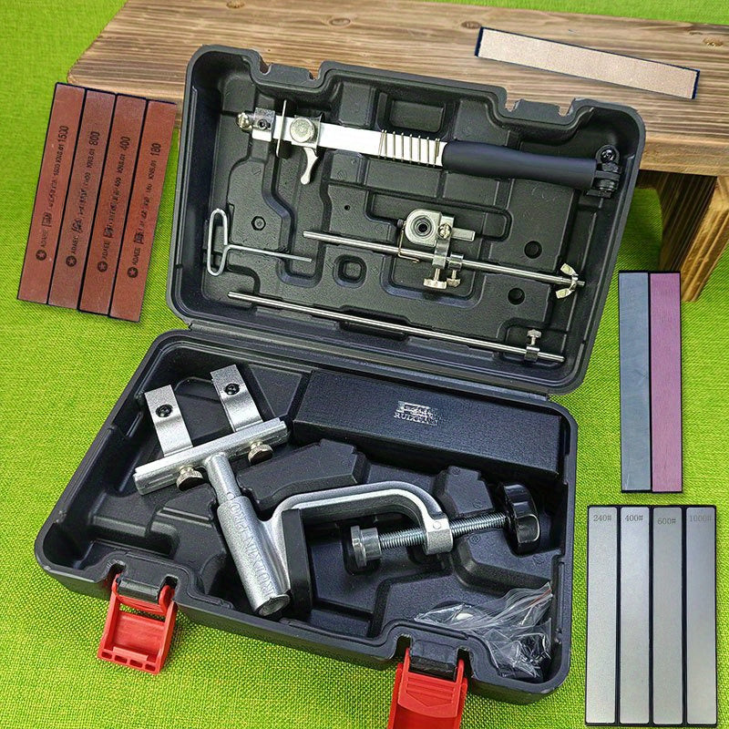 Knife Sharpener Kit with 360° Rotation Fixed Angle Aluminum Alloy Diamond Grit