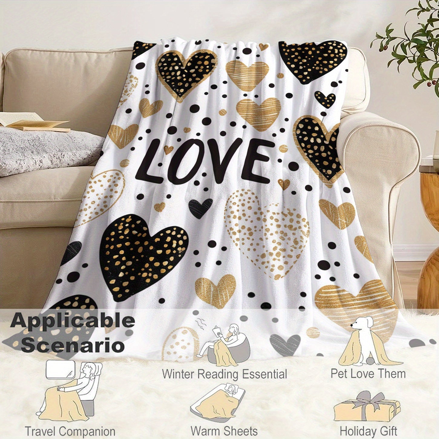 Lightweight Flannel Throw Blanket for Couch Bed Travel Cozy Warm Gift