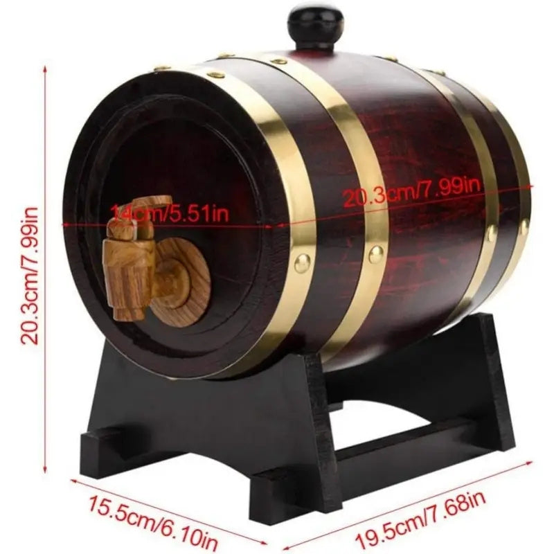 1.5L Wine Barrel with Multi-Function Dispenser and Storage Vintage Oak