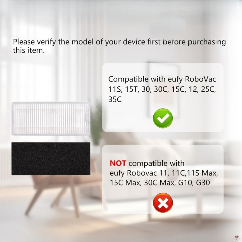 Replacement Vacuum Filters and Dust Brush Attachments for Robotic Vacuums 8 Pack