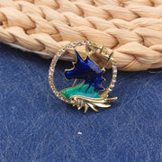 Rhinestone Encrusted Mythical Horse Brooch Animal-Shaped Pin Fashion Accessory for Travel Parties Daily Wear
