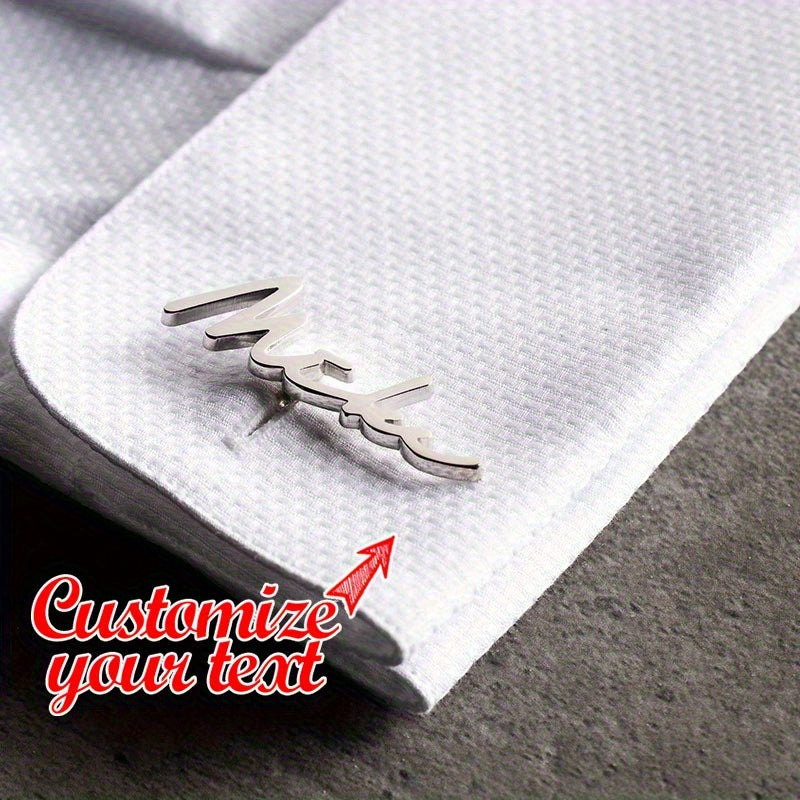 Stainless Steel Letter Cufflinks Set Personalized Initials for Men Wedding Gift Pair