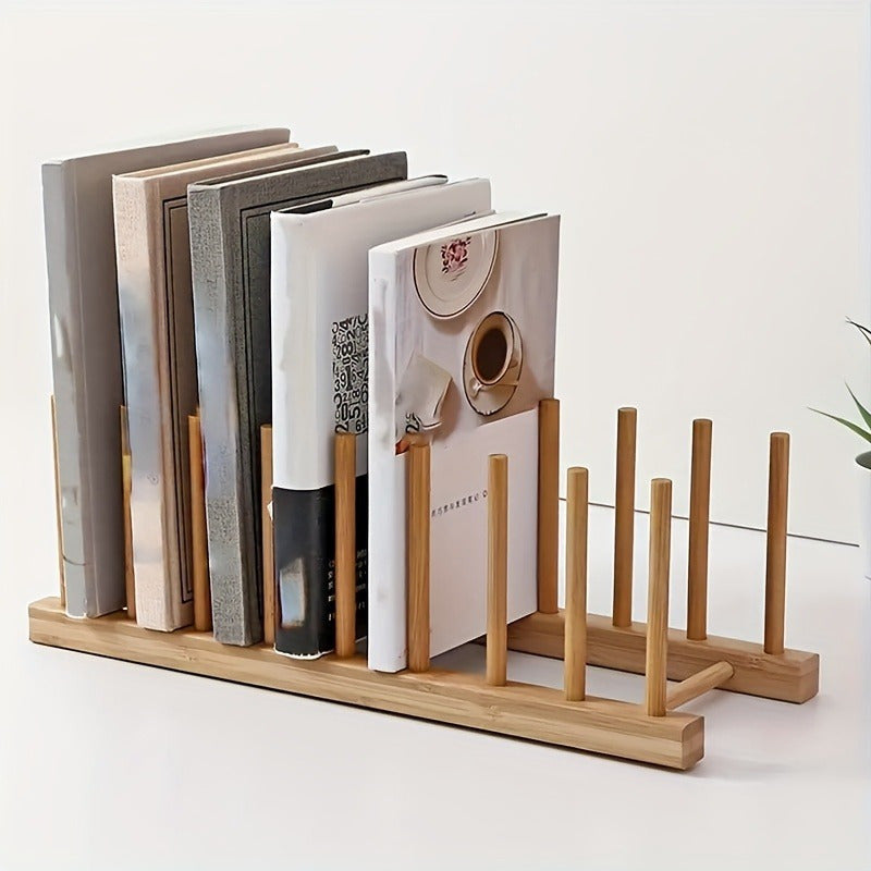 Bamboo Book Stand and Storage Rack for Bedside and Office Desk Multi-Functional