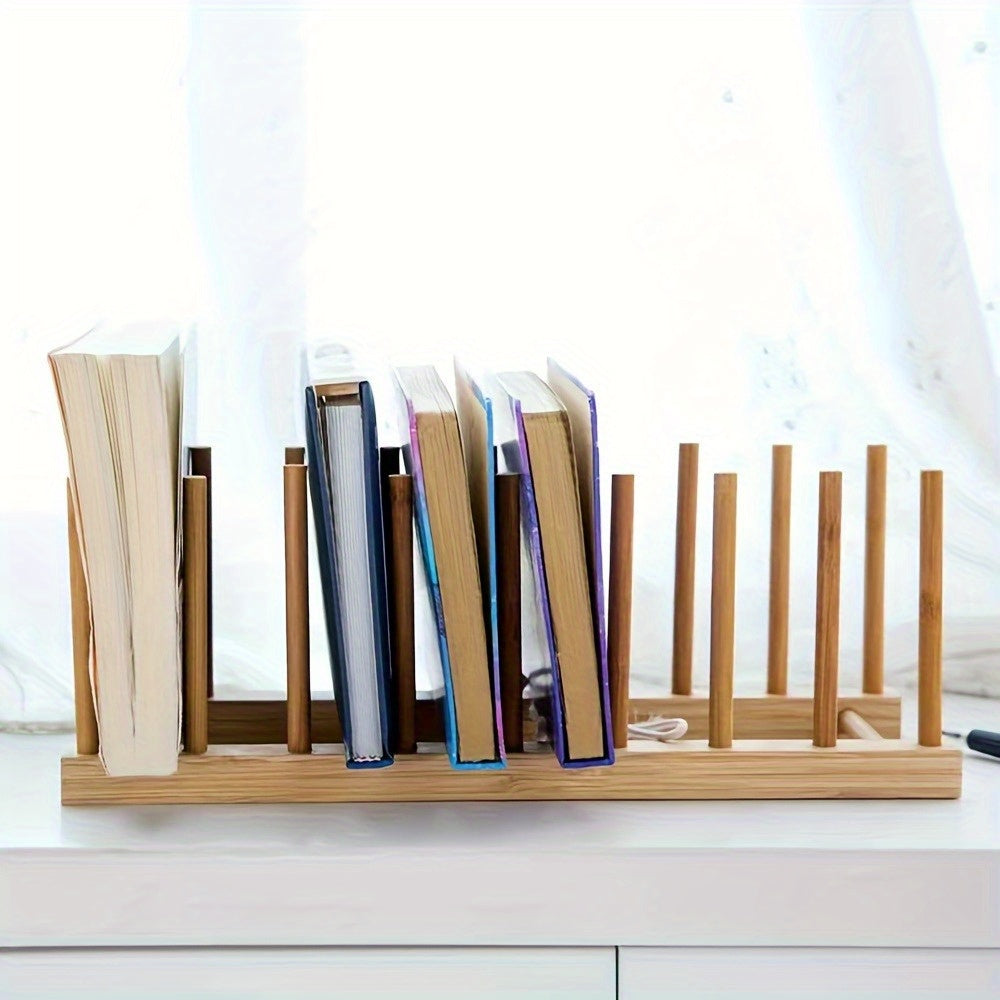 Bamboo Book Stand and Storage Rack for Bedside and Office Desk Multi-Functional