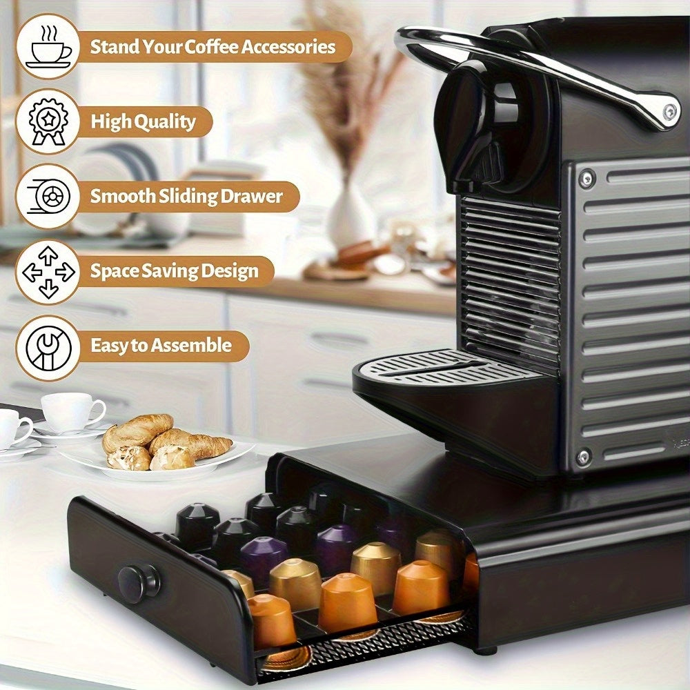 Coffee Capsule Storage Box Black Holds 40 Capsules Drawer Organizer