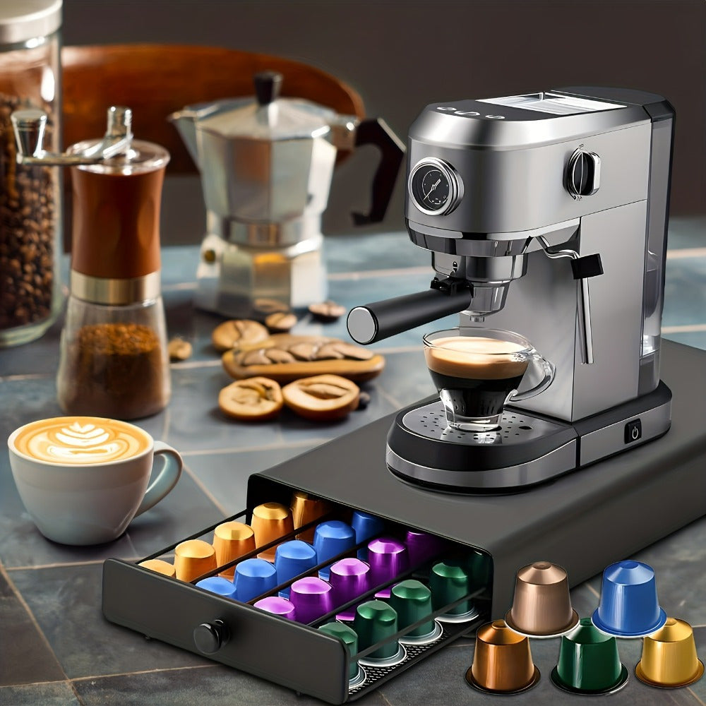 Coffee Capsule Storage Box Black Holds 40 Capsules Drawer Organizer