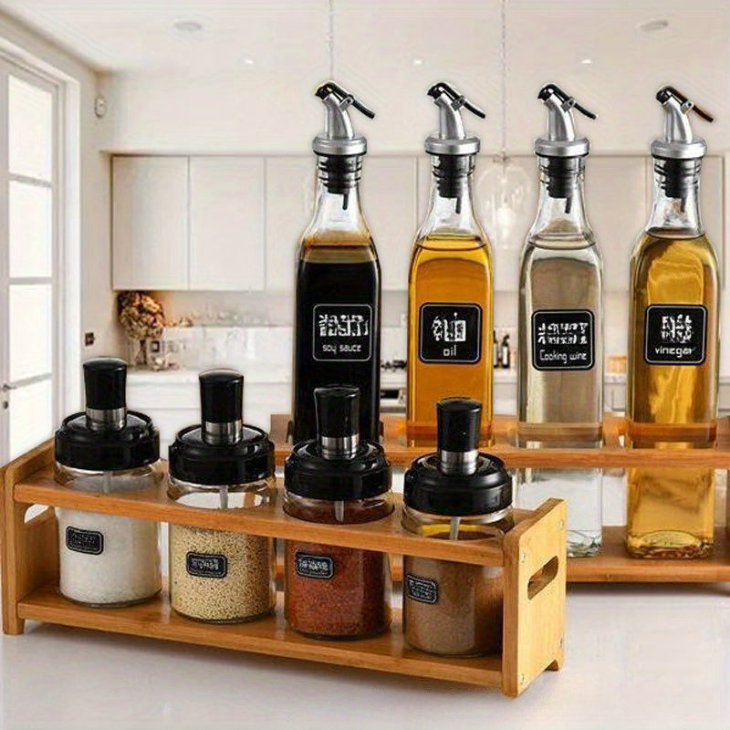 Бамбуковая кухонная стойка для хранения с приправами, бокалами для вина и многофункциональными деревянными вариантами хранения