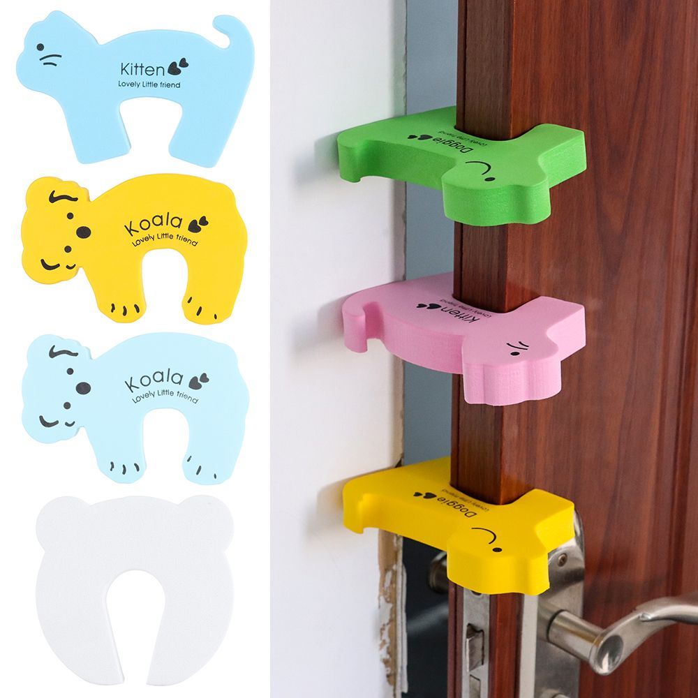 Set of 2 Animal Door Stoppers with Thick Sponge, Anti-Pinch Safety, Windproof