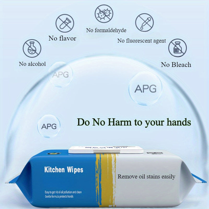 Contemporary Kitchen Wet Wipes Extra Strength Grease Oil Thick Non-Woven Fabric