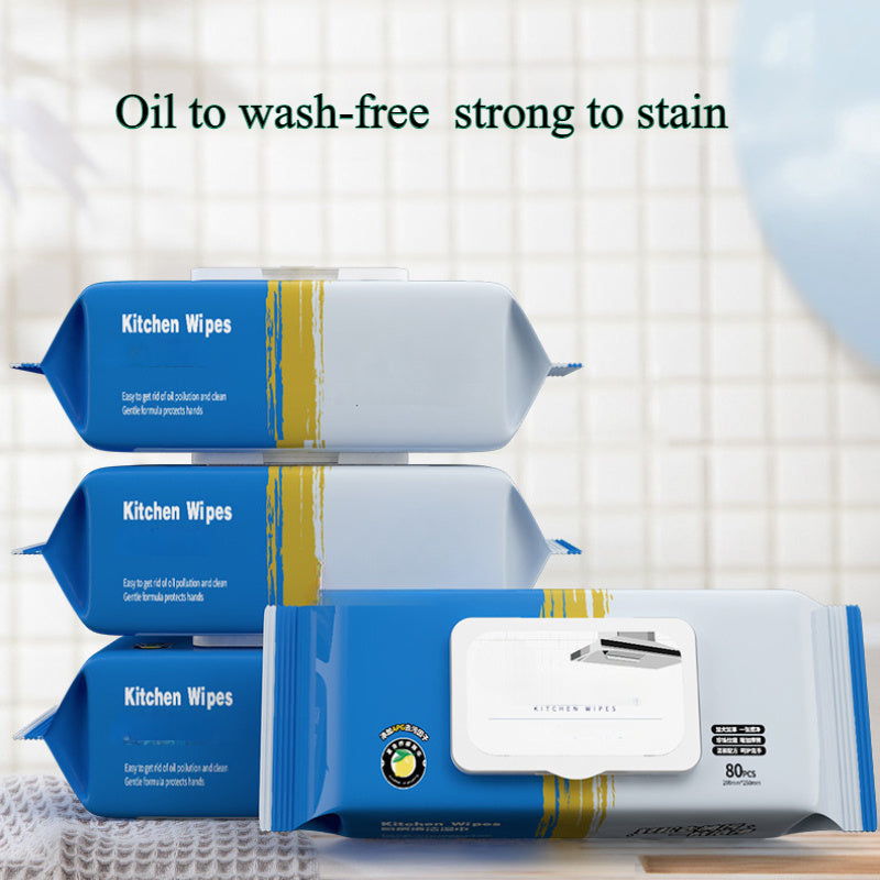 Contemporary Kitchen Wet Wipes Extra Strength Grease Oil Thick Non-Woven Fabric