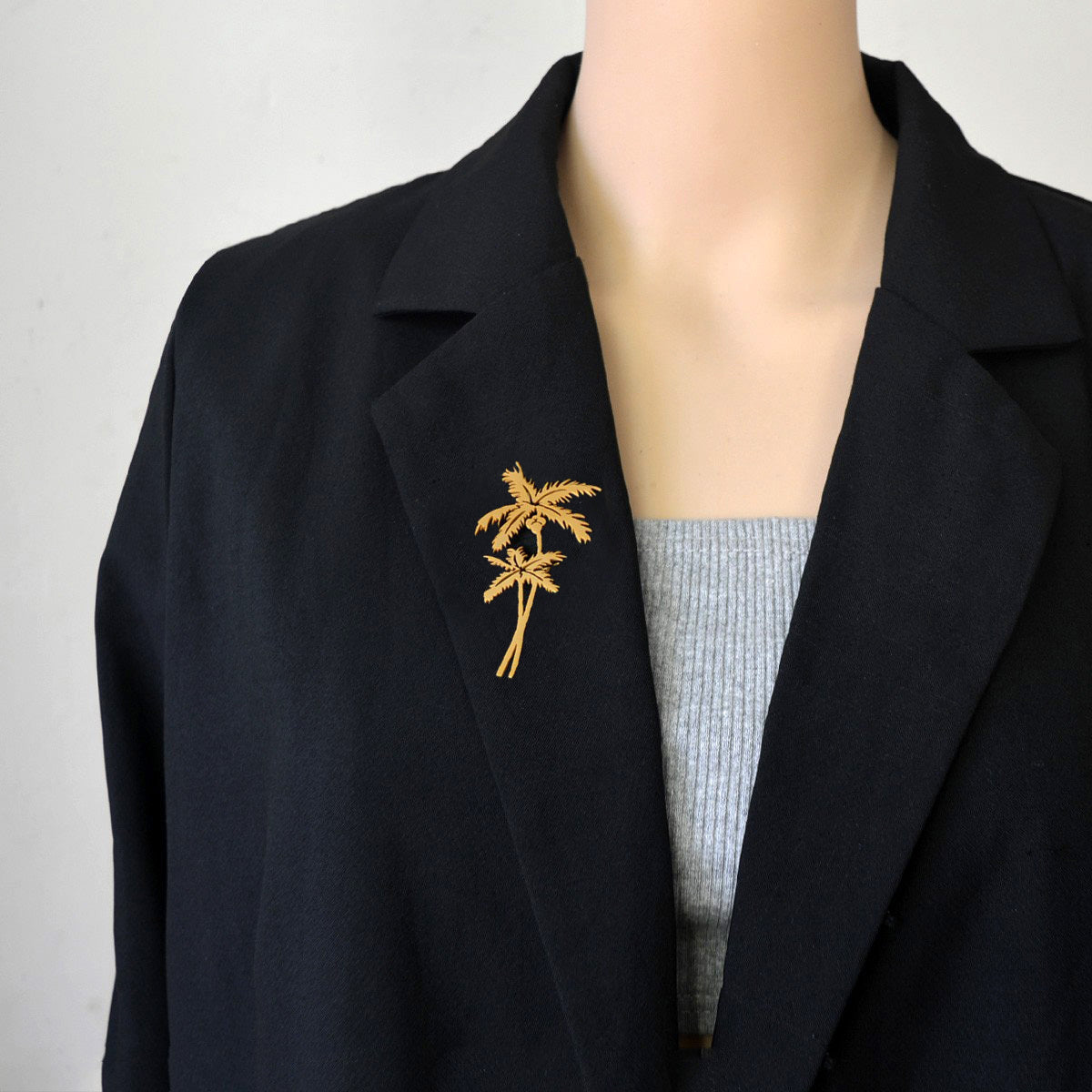 Golden Coconut Tree Brooch Multi-functional Botanical Pin Modern Fashion Statement Piece