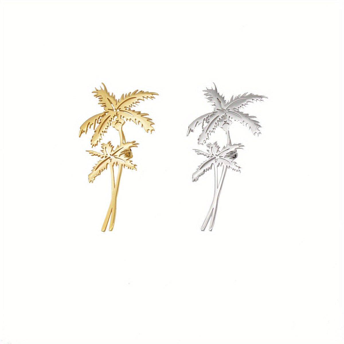Golden Coconut Tree Brooch Multi-functional Botanical Pin Modern Fashion Statement Piece