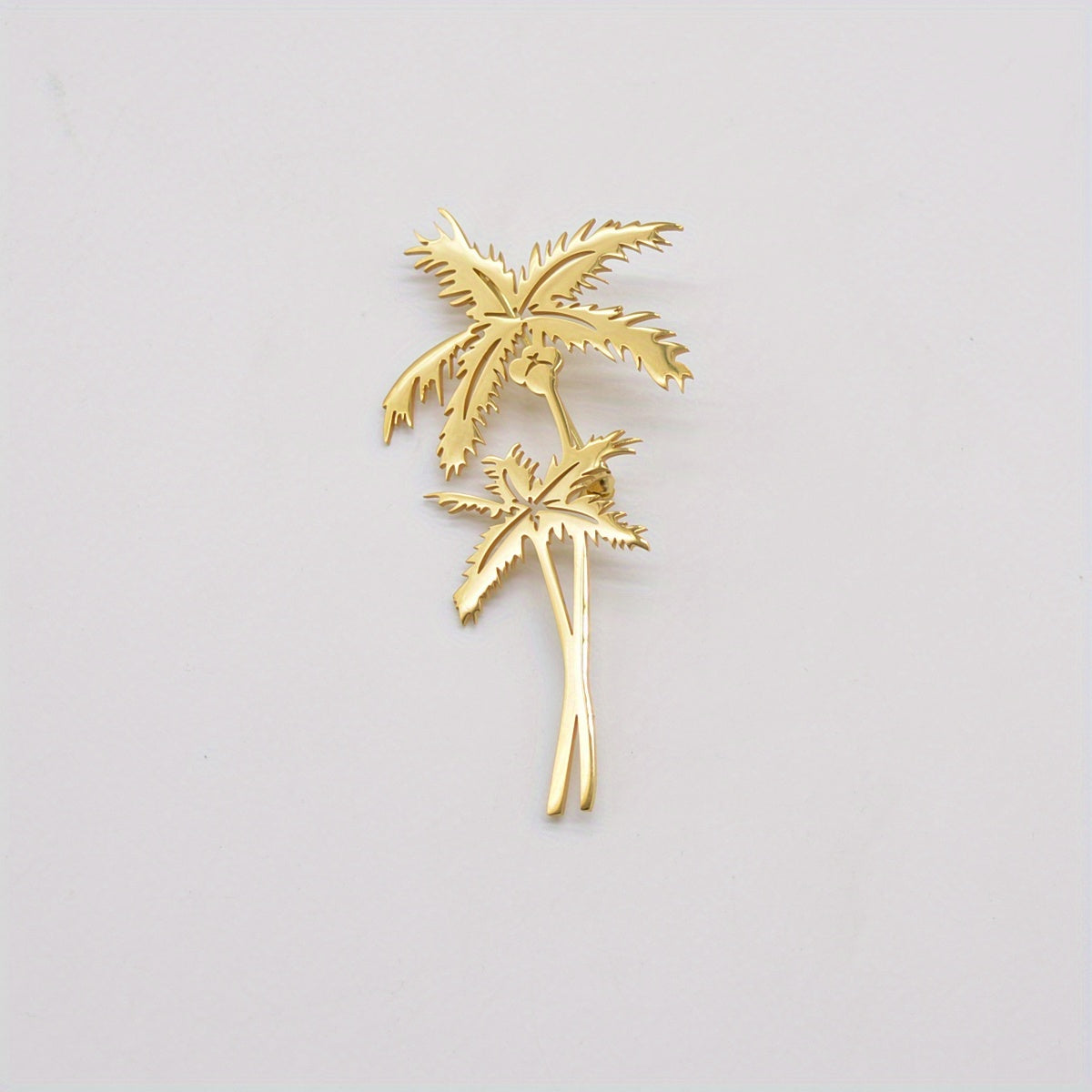 Golden Coconut Tree Brooch Multi-functional Botanical Pin Modern Fashion Statement Piece