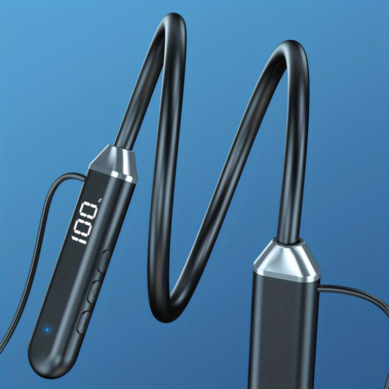 Wireless Neckband Earphones with Display Noise-Cancelling Long Battery USB Charging