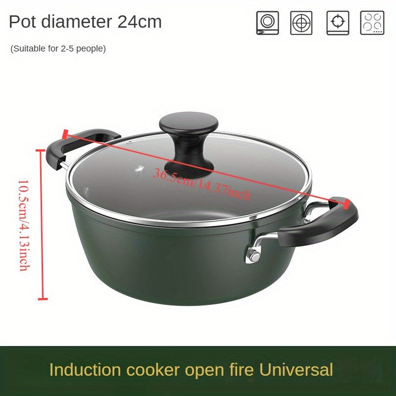 Large 4L Cast Iron Enamel Braiser with Lid Non-Stick Soup Pot for Stew Noodles