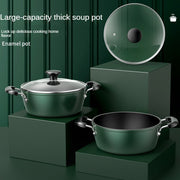 Large 4L Cast Iron Enamel Braiser with Lid Non-Stick Soup Pot for Stew Noodles