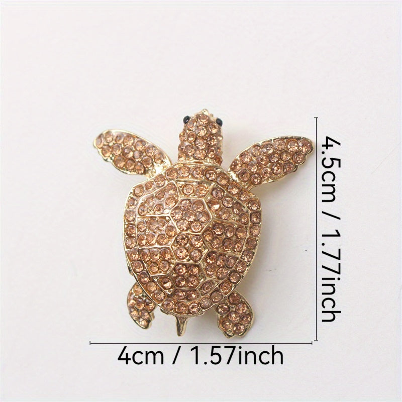 Elegant Turtle Brooch with Rhinestones Ocean-Inspired Jewelry for Women