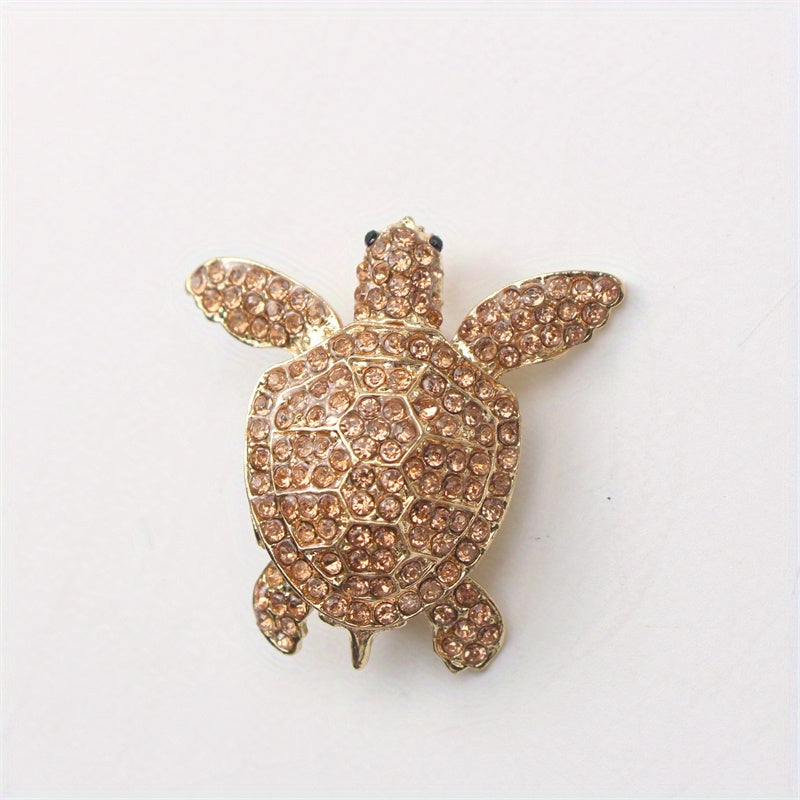 Elegant Turtle Brooch with Rhinestones Ocean-Inspired Jewelry for Women