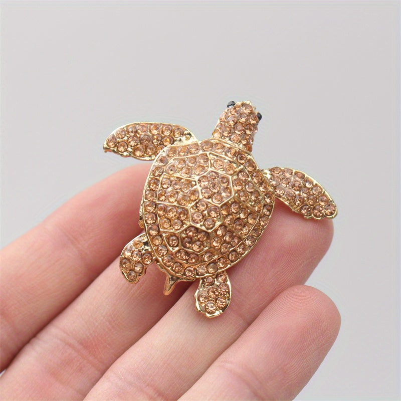 Elegant Turtle Brooch with Rhinestones Ocean-Inspired Jewelry for Women