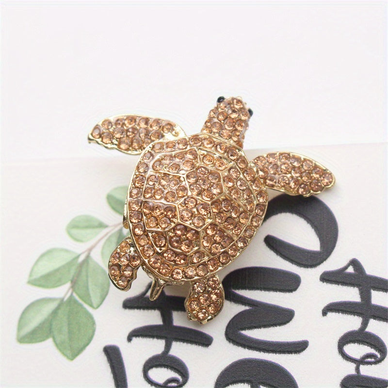 Elegant Turtle Brooch with Rhinestones Ocean-Inspired Jewelry for Women