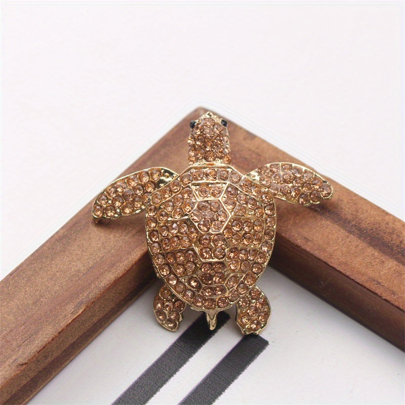 Elegant Turtle Brooch with Rhinestones Ocean-Inspired Jewelry for Women