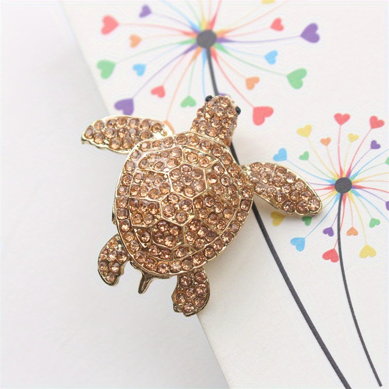 Elegant Turtle Brooch with Rhinestones Ocean-Inspired Jewelry for Women