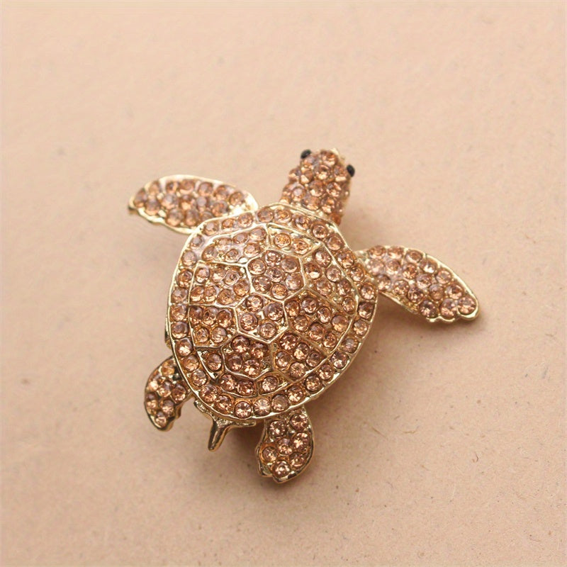 Elegant Turtle Brooch with Rhinestones Ocean-Inspired Jewelry for Women