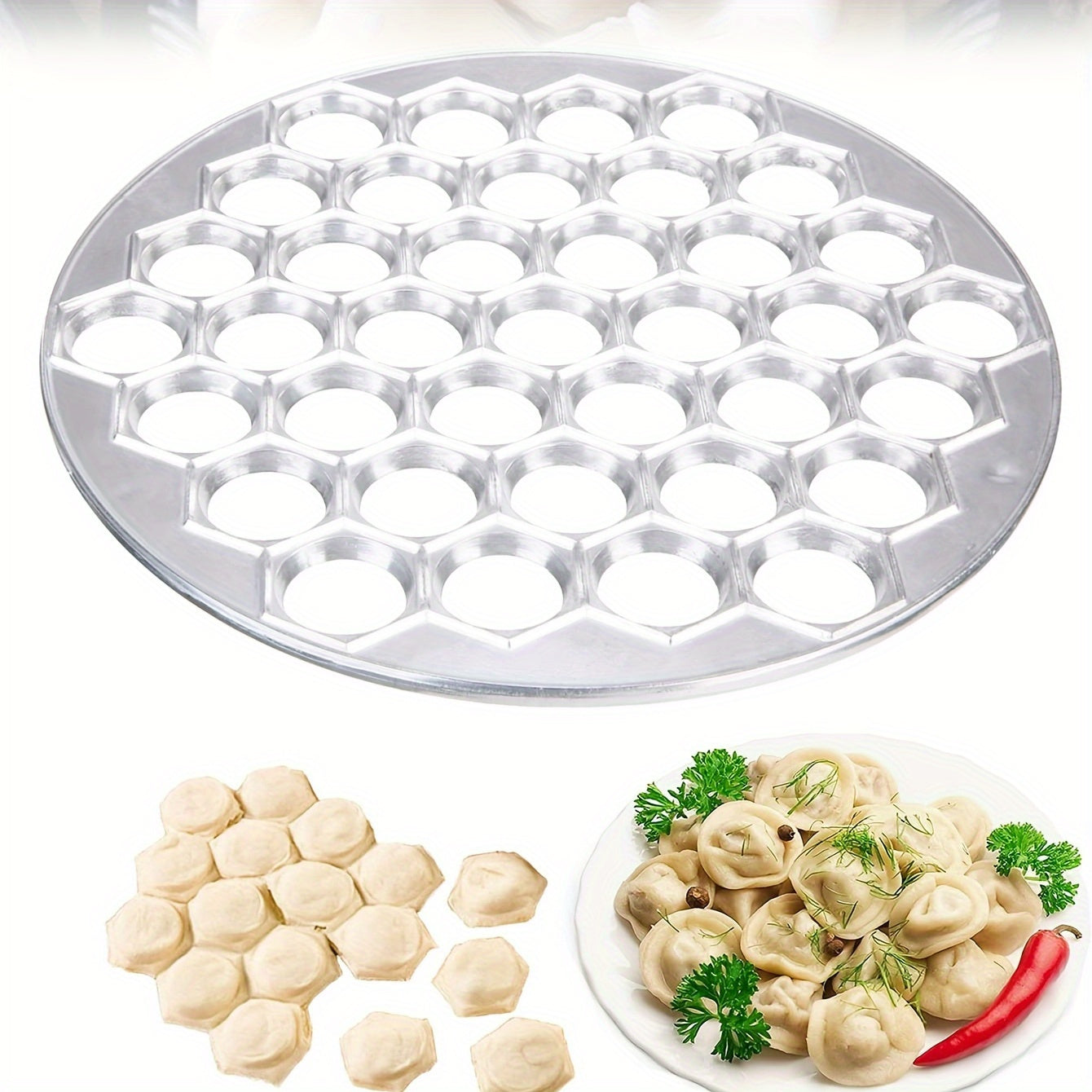 Silvery Dumpling Mold 37-Hole Ravioli Maker for Homemade Dumplings