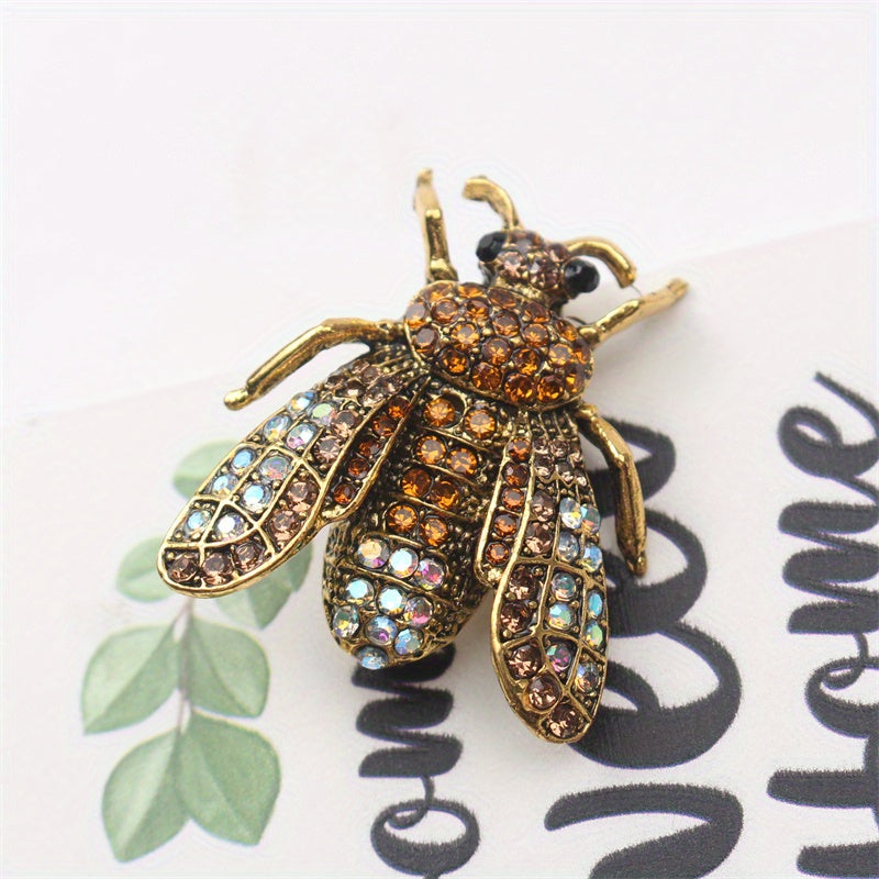 Vintage Rhinestone Bee Brooch Irregular Shape Jewelry Accessory