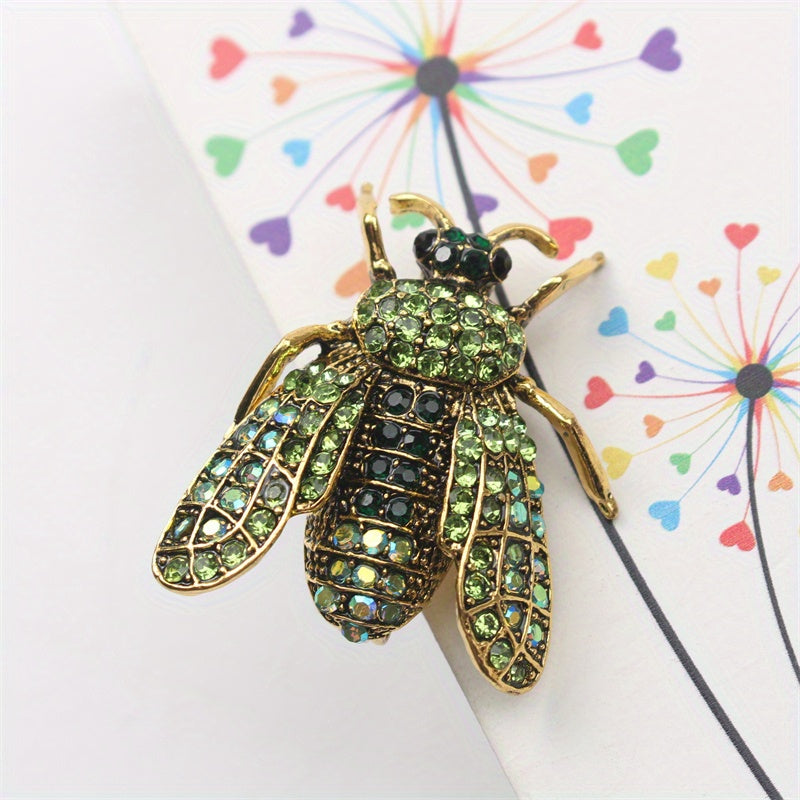 Vintage Rhinestone Bee Brooch Irregular Shape Jewelry Accessory
