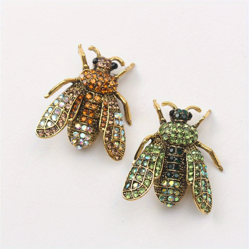 Vintage Rhinestone Bee Brooch Irregular Shape Jewelry Accessory