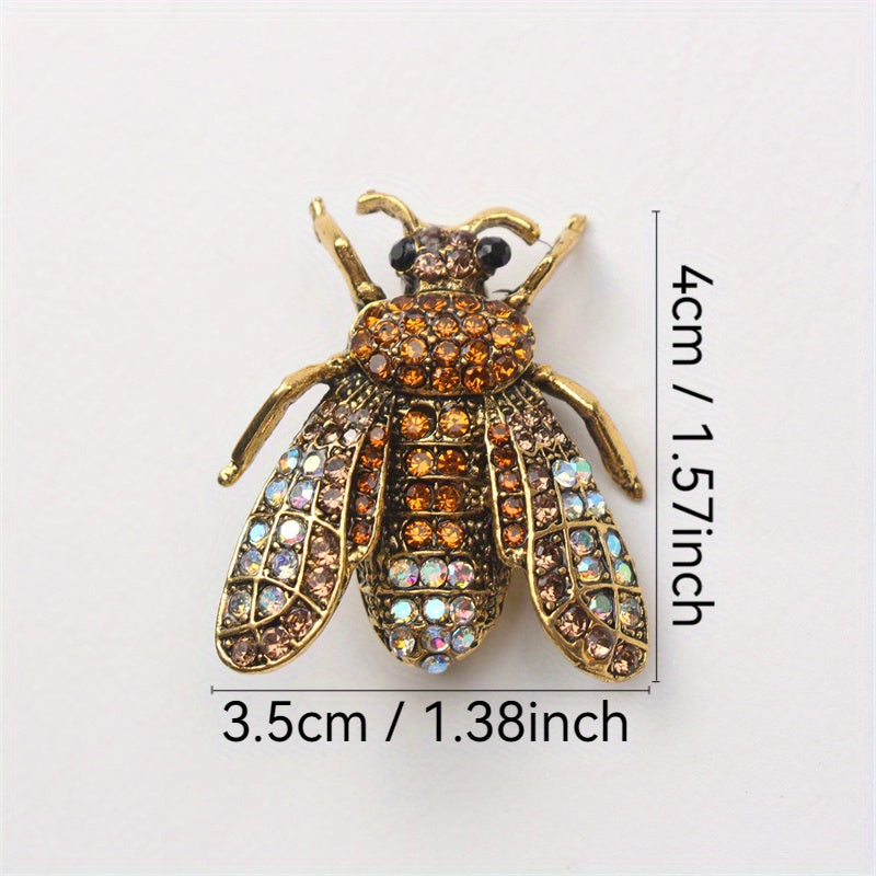 Vintage Rhinestone Bee Brooch Irregular Shape Jewelry Accessory