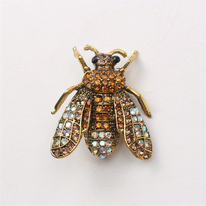Vintage Rhinestone Bee Brooch Irregular Shape Jewelry Accessory