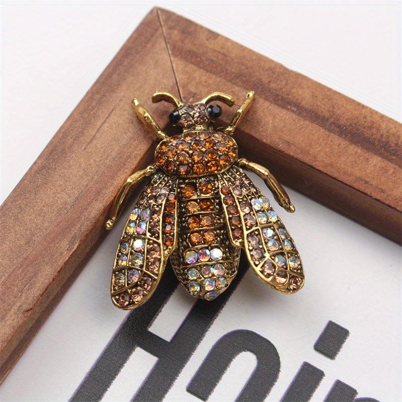 Vintage Rhinestone Bee Brooch Irregular Shape Jewelry Accessory