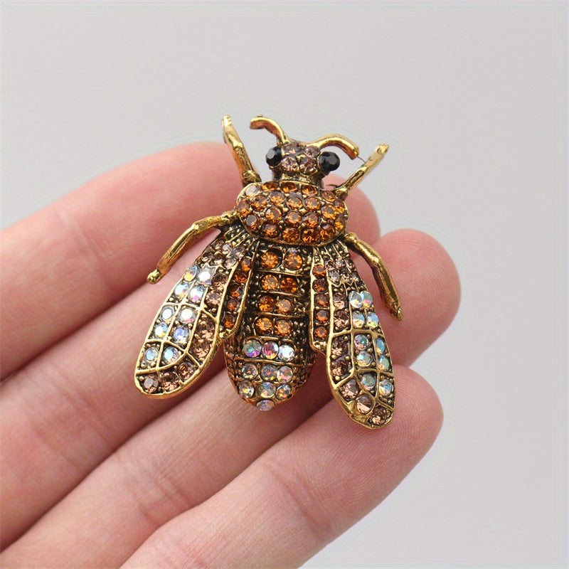 Vintage Rhinestone Bee Brooch Irregular Shape Jewelry Accessory