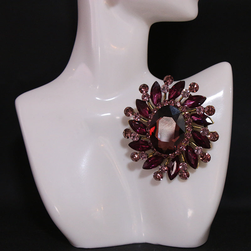 Women's Rhinestone Brooch Pin Elegant Opulent Jewelry Accessory