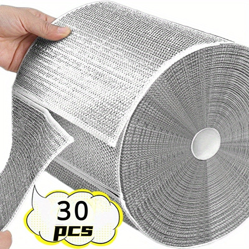 30pcs Microfiber Steel Wool Soap Pads Double-Sided Kitchen Scrubbers Water-Resistant