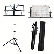 Black Adjustable Height Folding Music Stand with Carry Bag