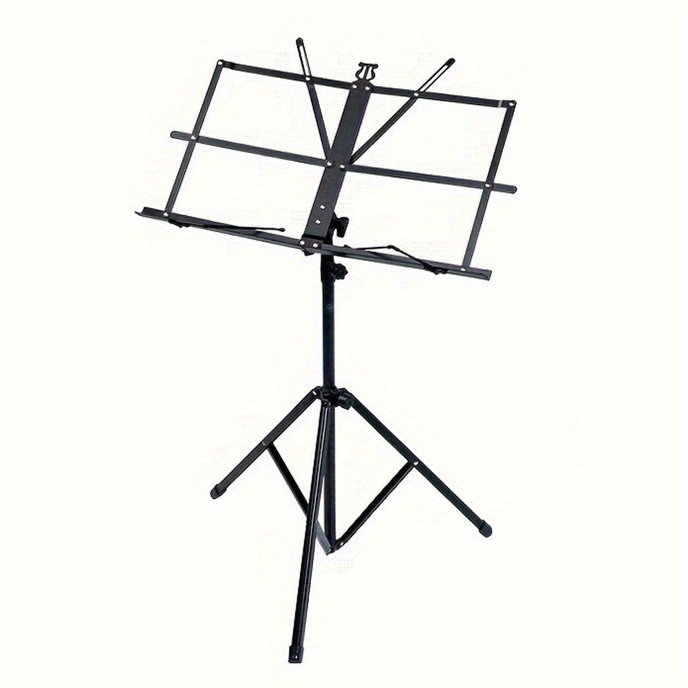 Black Adjustable Height Folding Music Stand with Carry Bag
