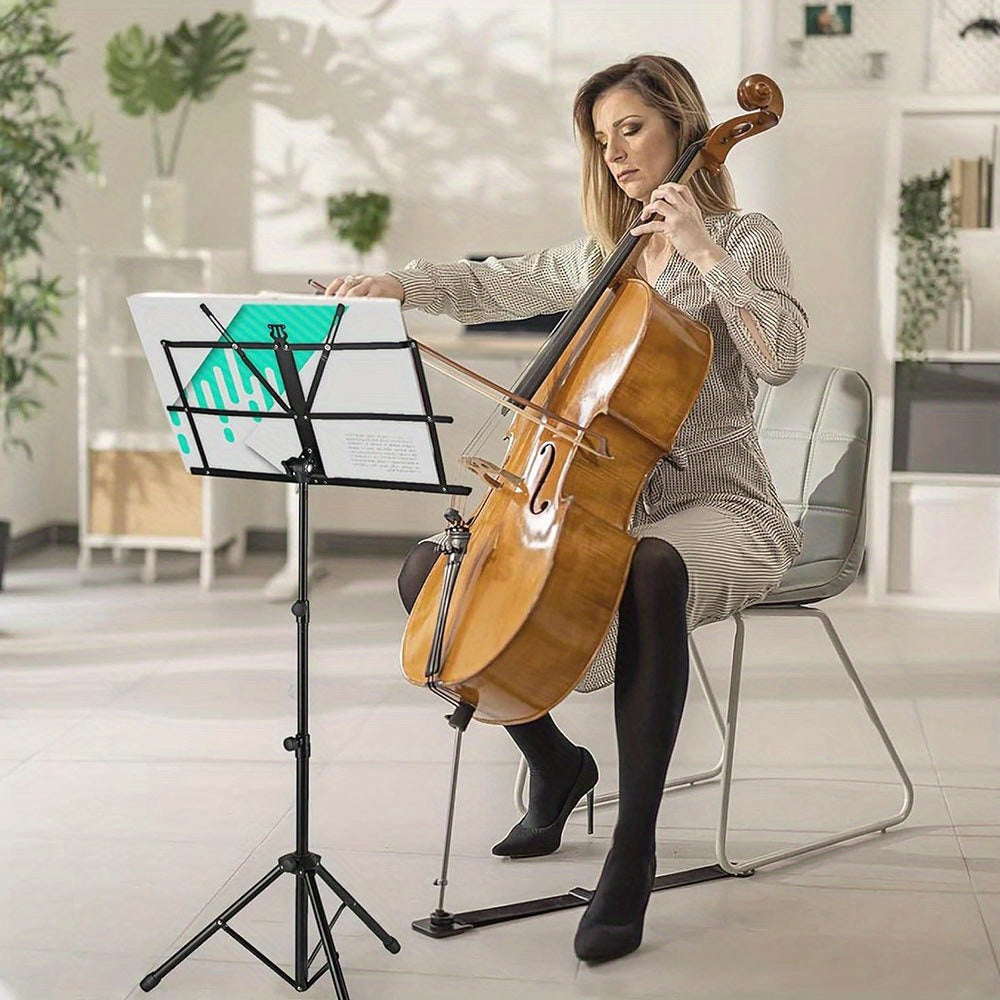 Black Adjustable Height Folding Music Stand with Carry Bag