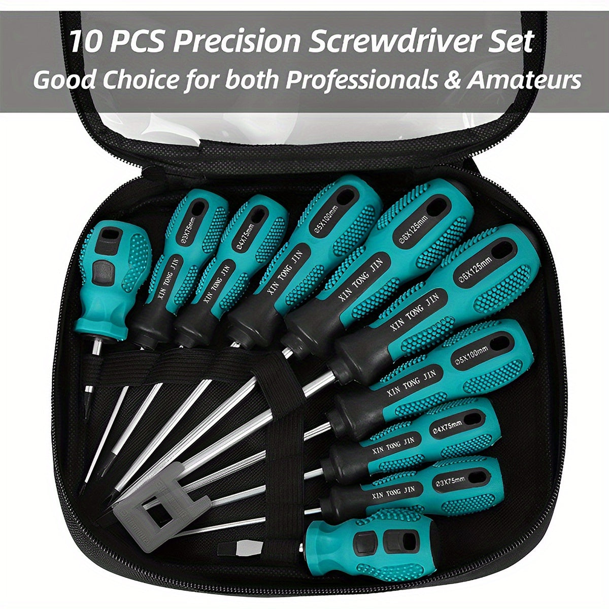 10-Piece Magnetic Screwdriver Set with Steel Construction and Comfort-Grip Handles for DIY Home Auto Repair