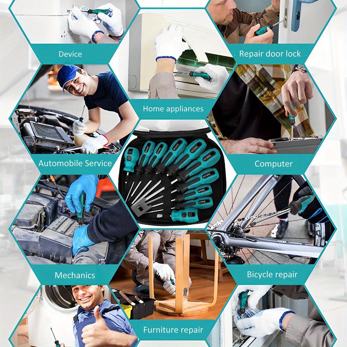 10-Piece Magnetic Screwdriver Set with Steel Construction and Comfort-Grip Handles for DIY Home Auto Repair