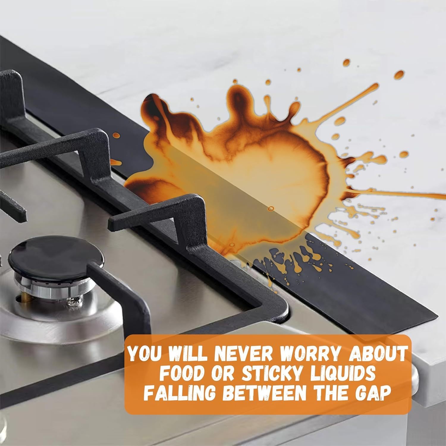 2-Pack HeatGuard Silicone Gas Stove Gap Cover 21-Inch Easy Clean Heat-Resistant