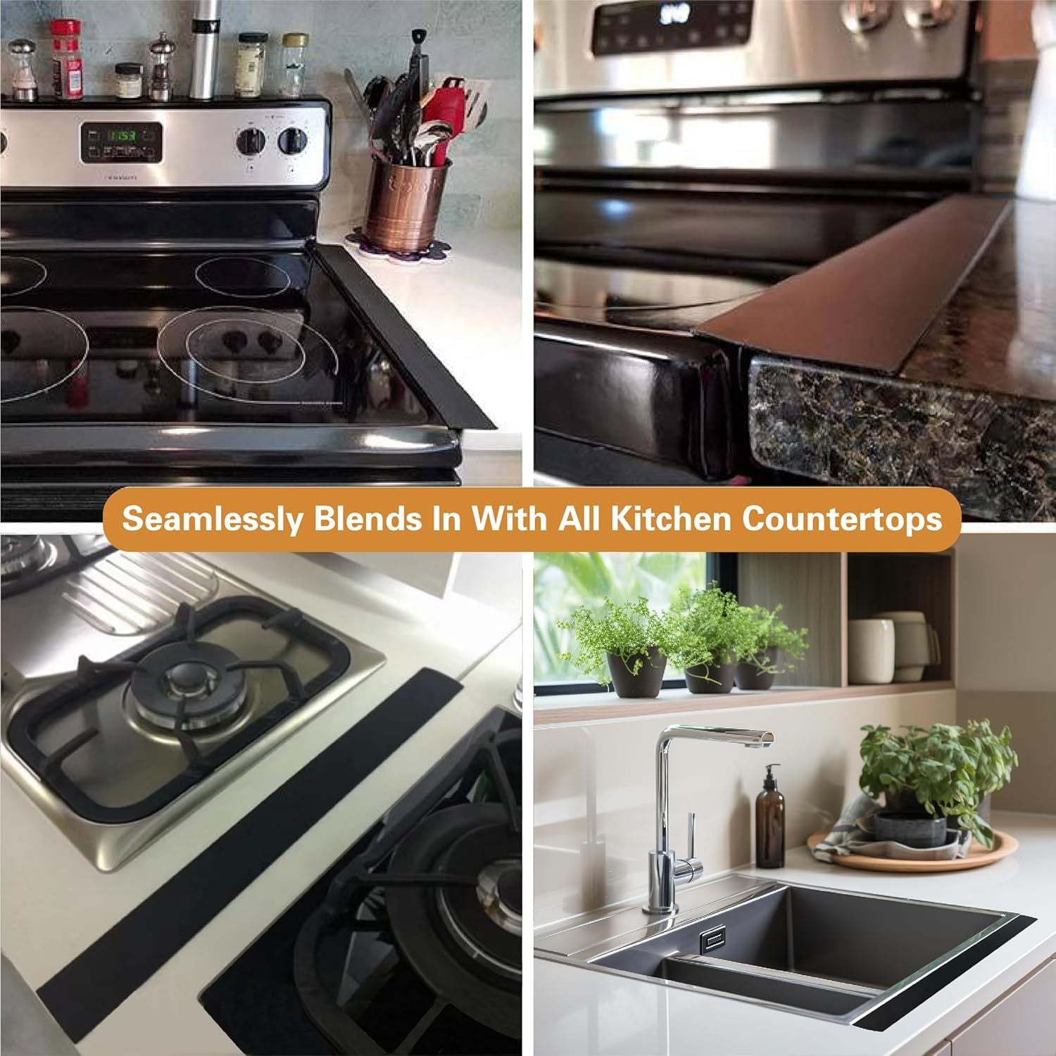 Black Silicone Stove Counter Gap Cover Strip 21-Inch Heat-Resistant Oil-Proof