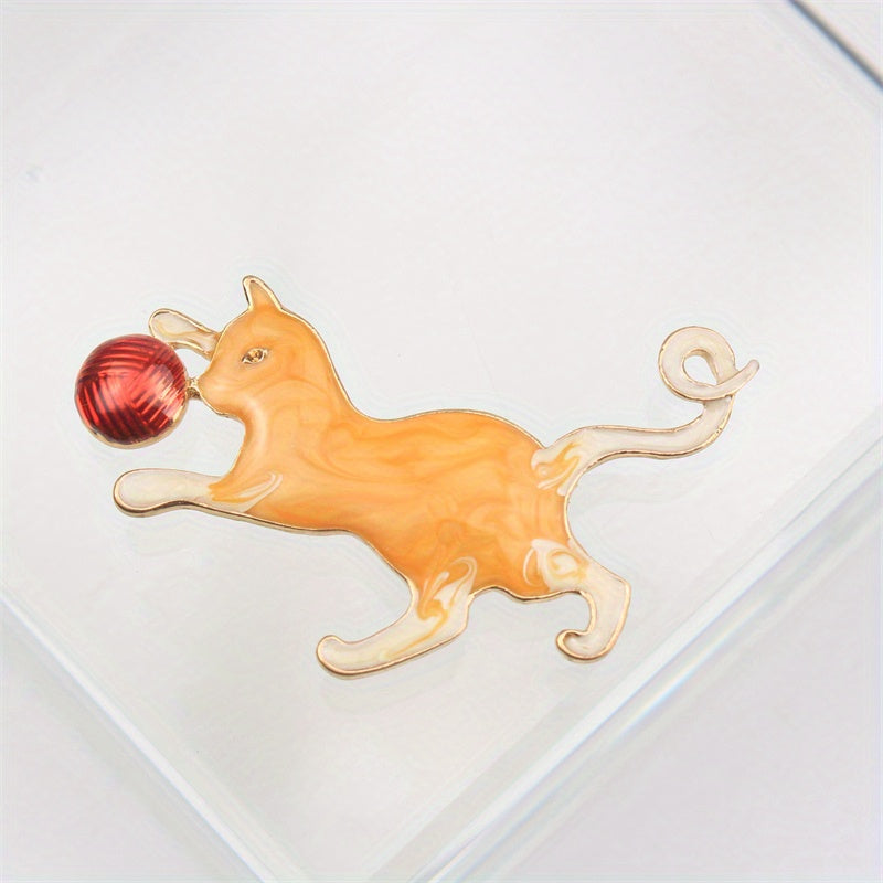 Enamel Cat Brooch Pin Cartoon Design for Coats and Cardigans Cat Lover Accessory