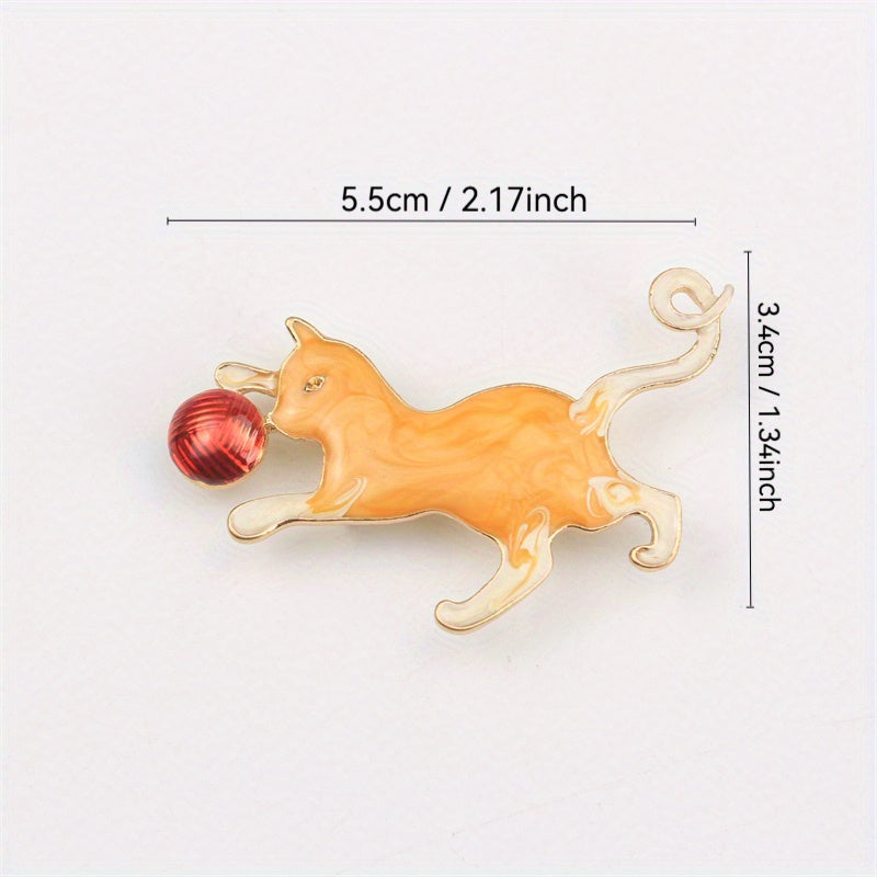 Enamel Cat Brooch Pin Cartoon Design for Coats and Cardigans Cat Lover Accessory