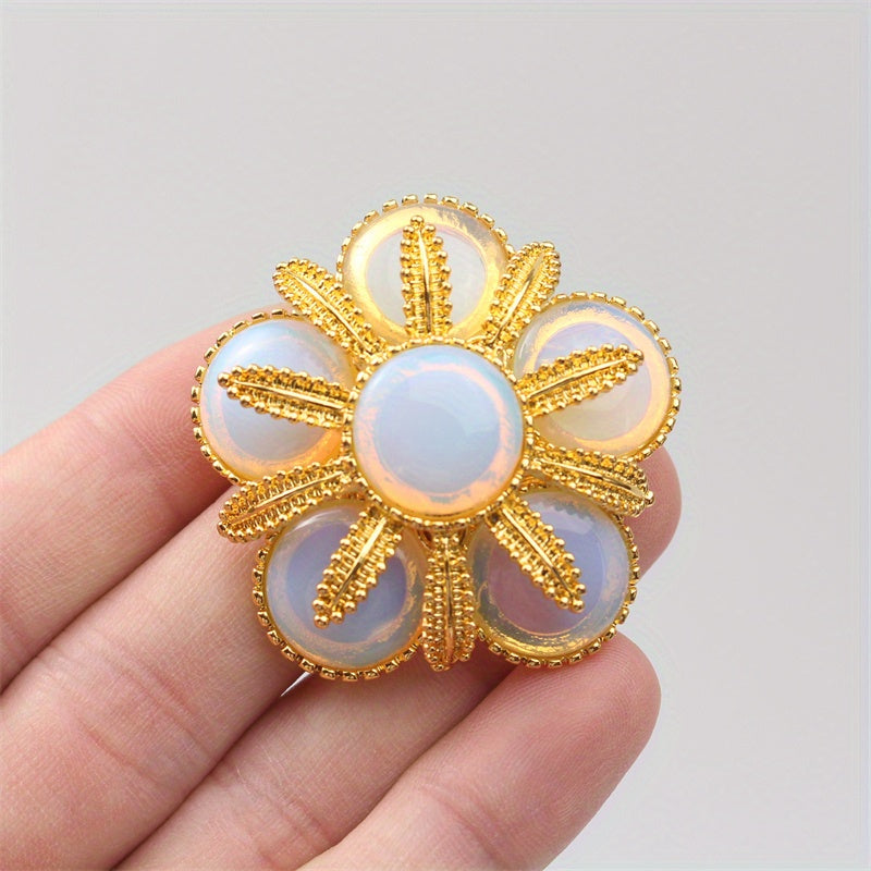 Vintage uslubidagi Jelly Flower brosh - Murakkab qotishma va rhinestone pin, Ayollar uchun zamonaviy moda aksessuari